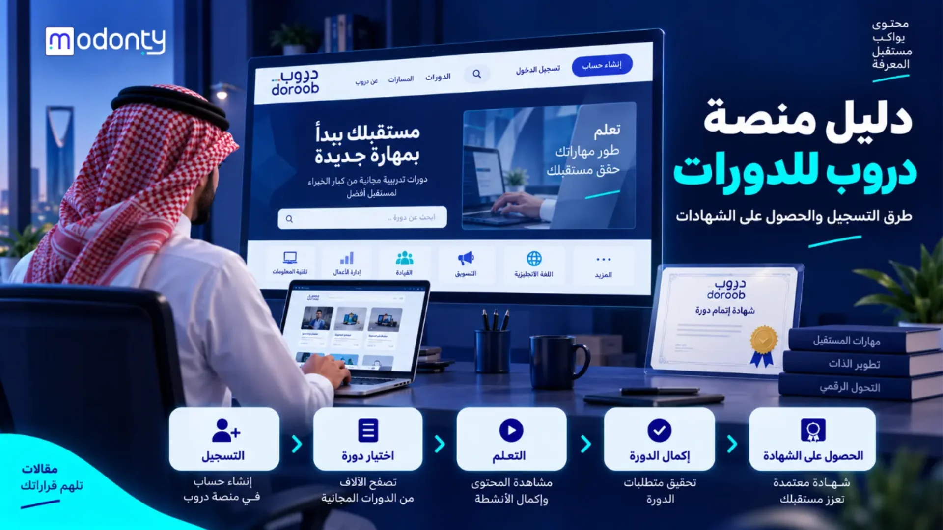 دليل منصة دروب للدورات طرق التسجيل والحصول على الشهادات