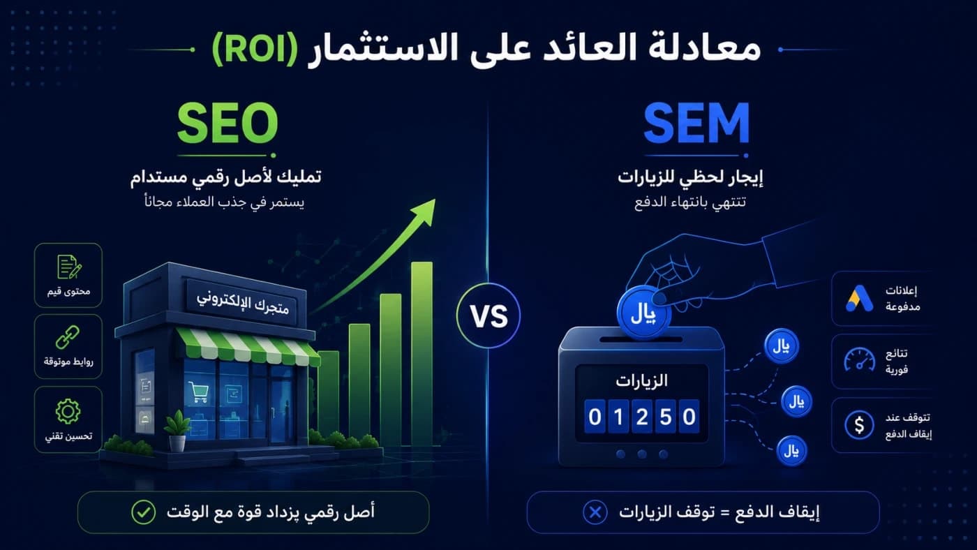 الفرق بين بناء أصل رقمي مستدام يجذب العملاء على المدى الطويل، والحصول على زيارات فورية تتوقف بانتهاء ميزانية الإعلانات.
