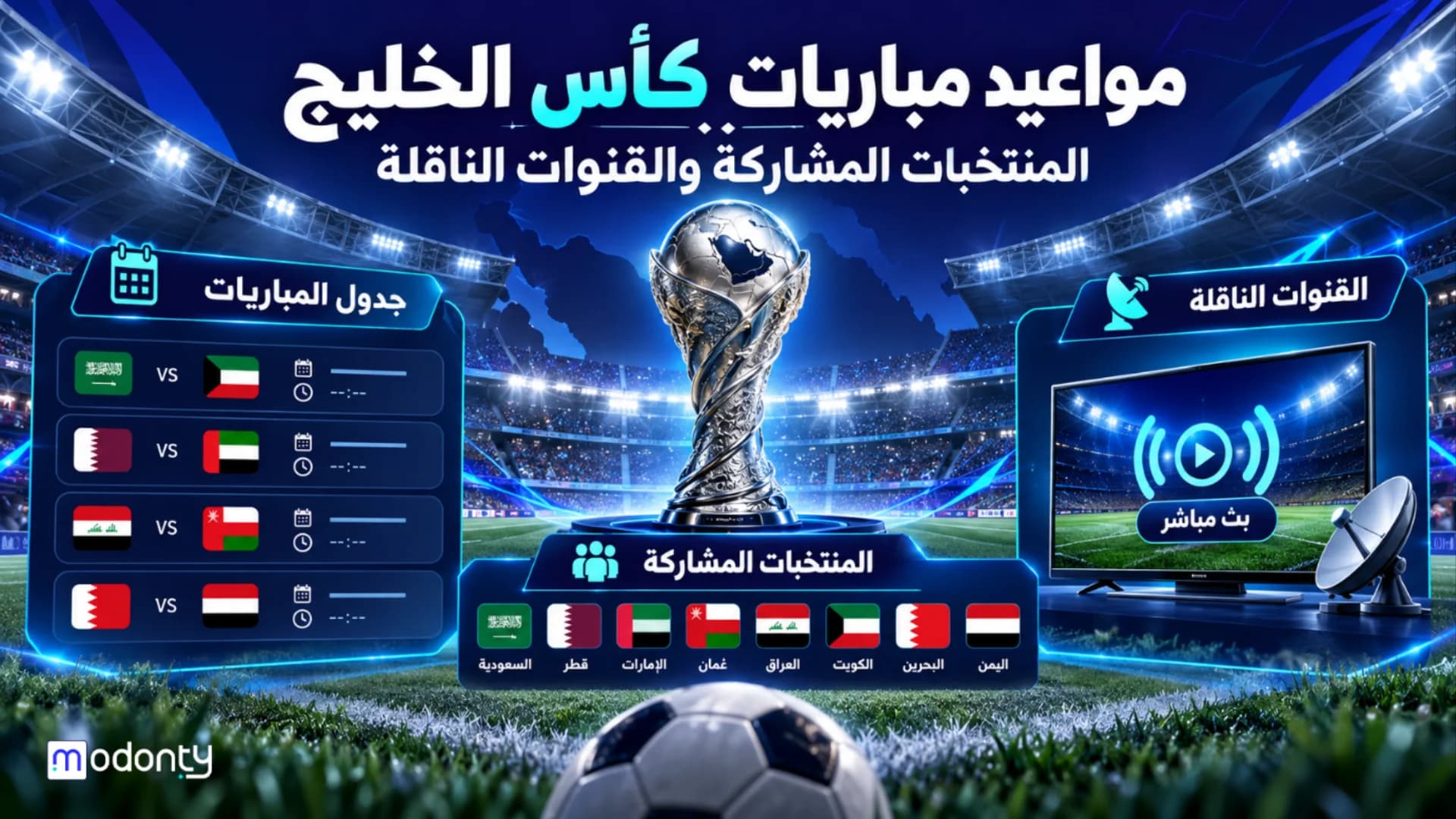 مواعيد مباريات كأس الخليج والمنتخبات المشاركة والقنوات الناقلة